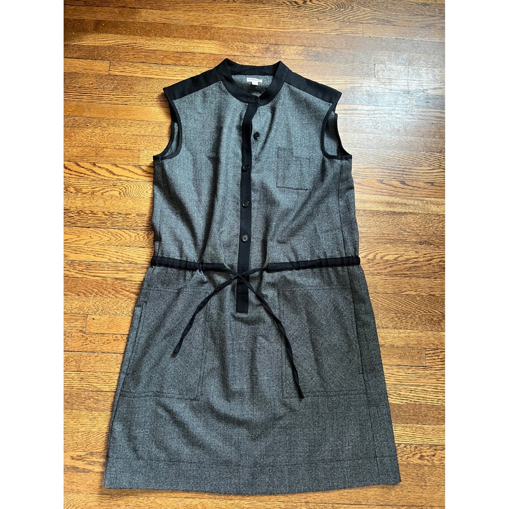 J.Crew Womens Sleeveless Drawstring Waist Shirt Dress Grey Black Size S